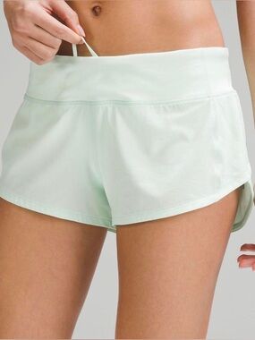 Lululemon Mint Green Low Waisted 2.5” Speed Up Shorts